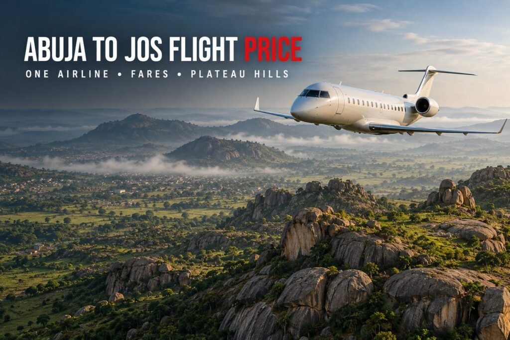 Small passenger jet flying over rocky green hills and low cloud
