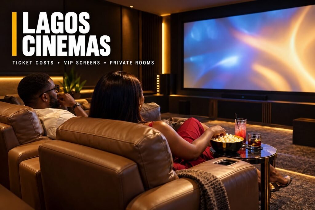 Private VIP cinema room with two leather recliners in Lagos