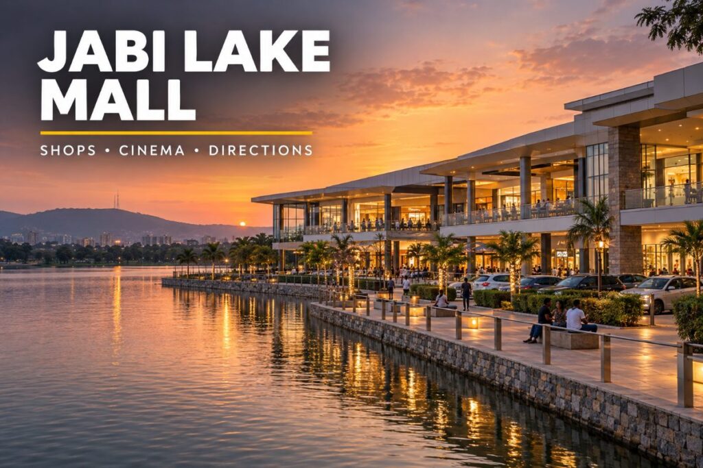 Jabi Lake Mall beside Jabi Lake in Abuja at golden hour